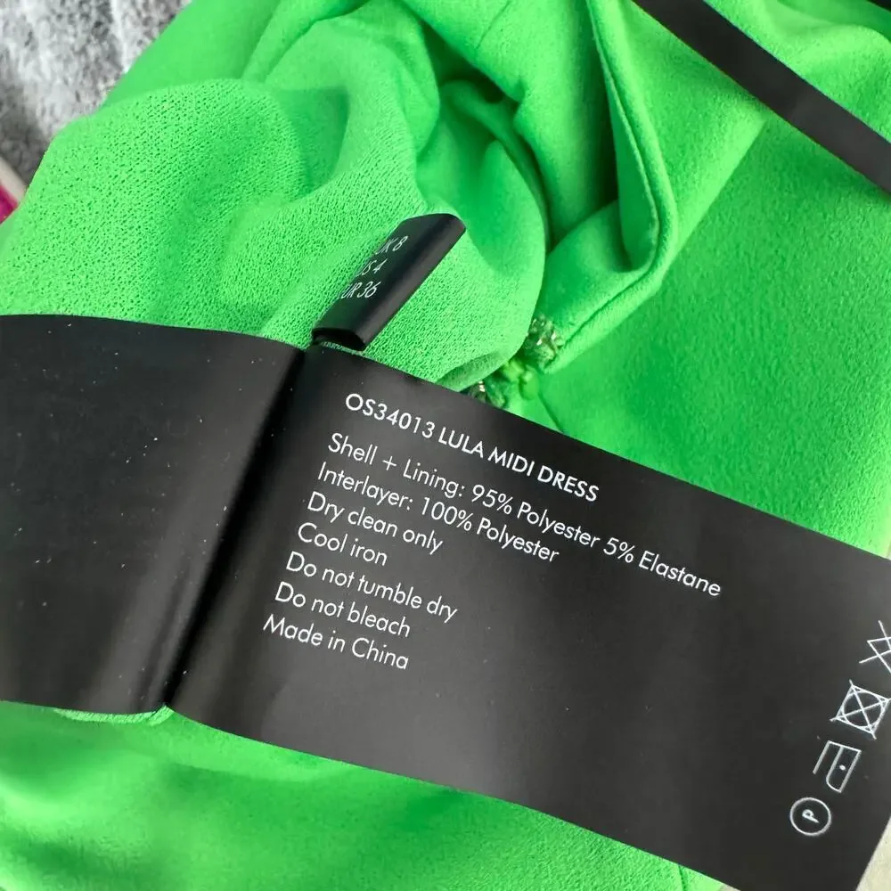 Solace London Lula Midi Dress Gown Formal Mermaid Vibrant Lime Green Size US 4 - Picture 11 of 11